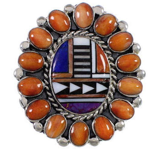 Southwest Multicolor Sterling Silver Ring Size 8-3/4 CX50413